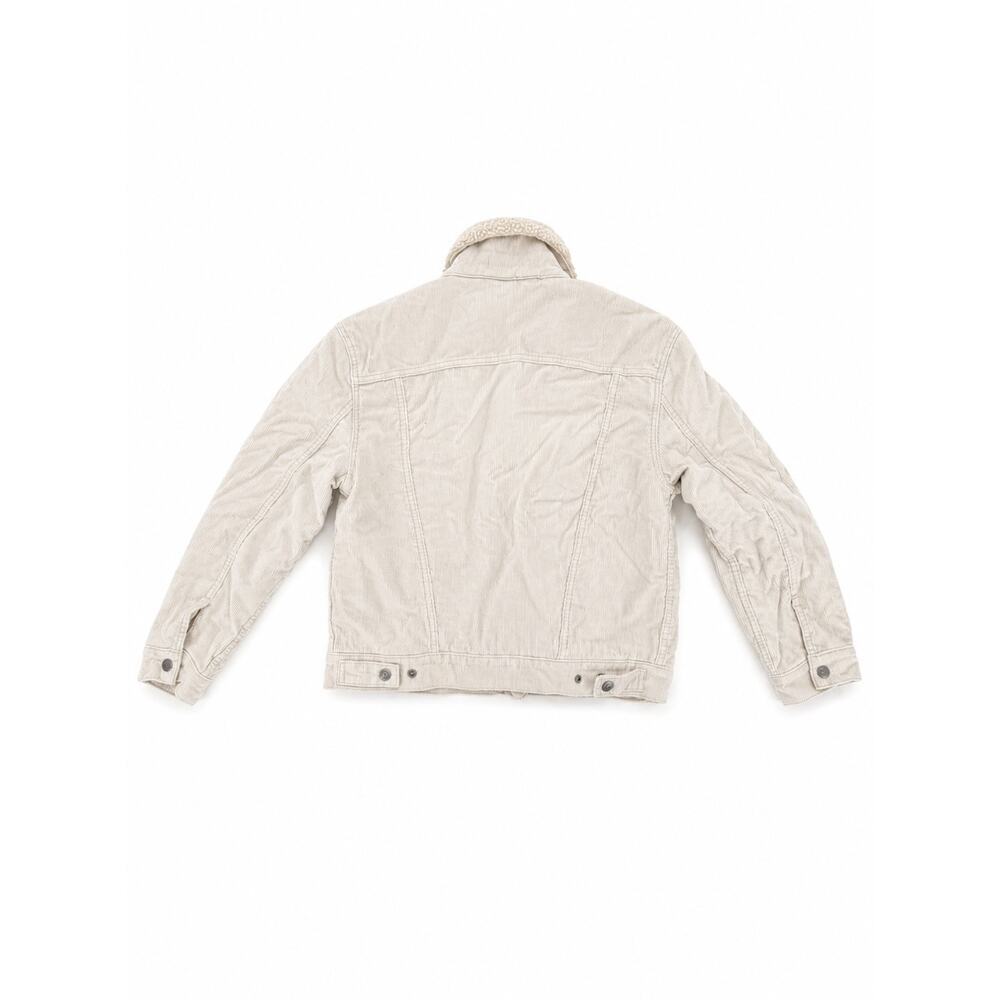 Levi’s Sherpa Collar Corduroy Trucker Jacket Cream Ivory Size Small - Picture 2 of 3
